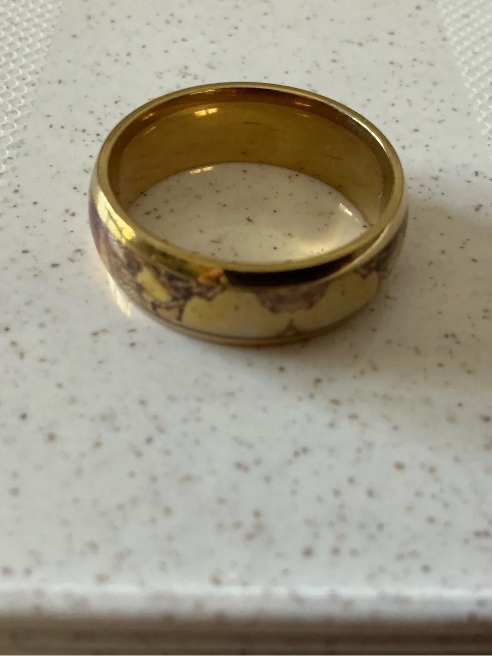 Gold Tone Yellow enamel Band Ring, size 12